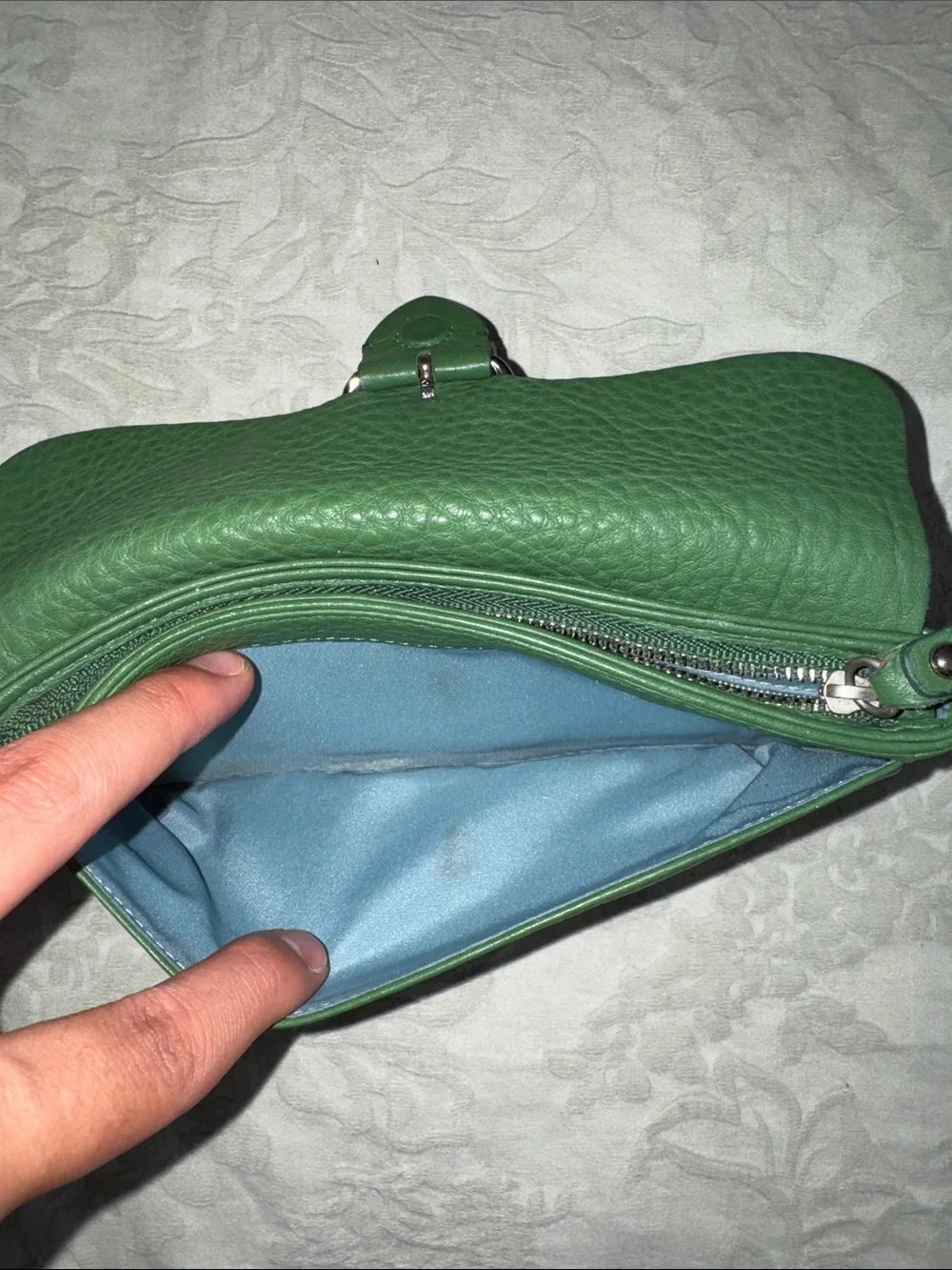 Cole Haan Green Leather Wristlet Clutch